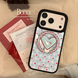 Gold-Plated Blue Lattice-Pattern Heart Magnetic-Suction Phone Case