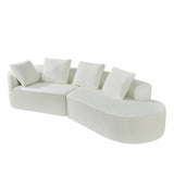 116' Modern Curved Sectional Sofa with High-Density Fully Compressed Sponge and Chaise Lounge, Pearl Upholstery, 2-Piece Set, Fully Assembled Right Hand Facing, Perfect for Living Room, Lounge