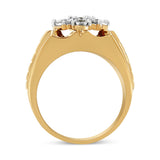 Men's 14K Yellow Gold Plated .925 Sterling Silver 1/3 Cttw Miracle-Set Floral Diamond Cluster Ring (I-J Color, I1-I2 Clarity) - Size 10