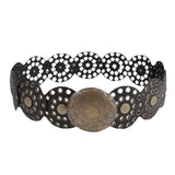 Disc Hook Leather Retro Rivet Alloy Belt Wide Belt