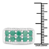 1.85 Carat Genuine Emerald and White Topaz .925 Sterling Silver Ring