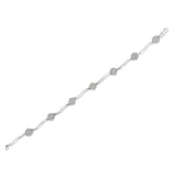 .925 Sterling Silver 1.0 Cttw Diamond Cluster Miracle-Set Station & Twisted Bar 7" Tennis Bracelet (H-I Color, I1-I2 Clarity)