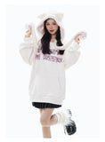 Fleece-lined Hooded Loose Pullover Sweatershirt