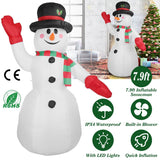 7.9ft Christmas Inflatable Giant Snowman Blow Up with LED Lights Hat Scarf