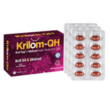 Krilom QH Krill Oil 30 Softgels - Omega-3, EPA, DHA, Phospholipids, Astaxanthin, & Ubiquinol - Heart & Brain Health Antioxidant Supplement