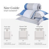 Kasentex Reversible Lightweight Quilt Set Twin/Queen/King - Soft All Season Bedspread Coverlet, White & Blue