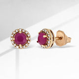 .77ct Ruby Diamond Stud Earrings 10KT Rose Gold