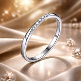 925 Sterling Silver Pavé Set CZ Platinum Plated Ring Size 6 for Women