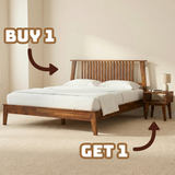 [Buy 1 Get 1] Kaylin Solid Wood Bed Frame & Nightstand