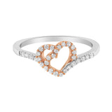 10K Two Toned Gold Diamond Heart Cocktail Ring (1/5 Cttw, H-I Color, I1-I2 Clarity) - Size 6-1/2
