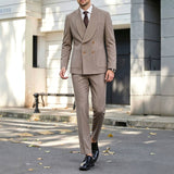 Mens Business Gentleman Formal Double-Breasted Suit Set