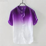 Breathable Comfortable Resort-style Ombre Short-sleeve Shirt