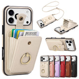 Leather Phone Case With Ring Holder And Card Slot Drop Proof Protective Case