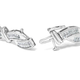 14K White Gold 4.0 Cttw Invisble Set Princess-Cut Diamond Wave Style Link Bracelet (H-I Color, SI2-I1 Clarity) - 7"