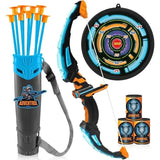 LED Bow & Arrow Toy Set for Kids Light-Up Archery Play Kit with Suction Cup Arrows (Blue/Green)