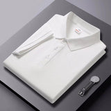 Solid-color Summer Mens Clothing Lapel Half-sleeve High-end Trendy Casual Plain Top
