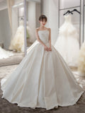 Women's Satin Tube Top Simple Elegant French Style Large Tail Elegant Wedding Dress