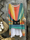 Loose Print Crew Neck Casual Plus Size Women's T-shirt