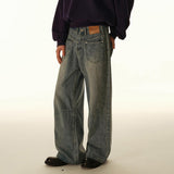 Men's American-style Vintage Washed Patchwork Reverse-wear Denim Jeans