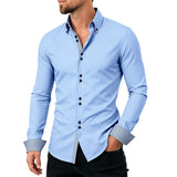 Casual Mens Stretchy, Breathable Long-sleeve Lapel Shirt