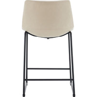 (Set of 2) Vintage Style 24-Inch Armless Industrial Faux Leather Counter Stool with Metal Legs and Footrest for Kitchen Island, Cafe, Pub, Bar Counter, Cream and Black