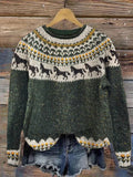 Womens Printed Crew Neck Long Sleeve Sweatshirt Top