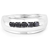 0.50 Carat Genuine Black Diamond .925 Sterling Silver Ring
