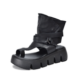 Roman High-Top Platform Sandals with Belt Buckle