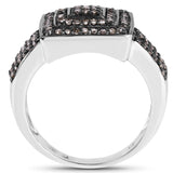 0.42 Carat Genuine Champagne Diamond .925 Sterling Silver Ring