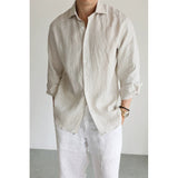 Mens Navy Blue Linen Fashionable Casual Shirt