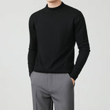 Mens Thickened White Knit Bottoming Sweater