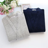 New Autumn Winter Mens Japanese-Style Pure Cotton Air-Layer Loungewear Set
