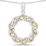 1.73 Carat Genuine Citrine and White Topaz .925 Sterling Silver Pendant