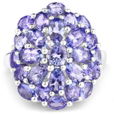 7.08 Carat Genuine Tanzanite .925 Sterling Silver Ring
