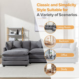 7DAY'S 112.2\" L-Shape Chenille Upholstered Sofa for Living Room Modern Luxury Sofa Couch with Ottoman and 5 Pillows for Living Room