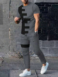 7DAY'S Men Colorblock Tee & Drawstring Waist Sweatpants, Men's Jogger Set, Men Co Ord Set, Casual Two Piece Set Men