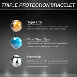 7DAYS Men's Jewelry, Men Bracelets Adjustable Tiger-Eye Crystal Black Brown Three Layer Braided Bead for Men Nature Stones for Fathers Day