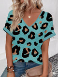 Womens Stylish Printed Slim-fit Short-sleeve Top
