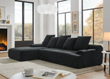 110.25x67'' Modern Upholstered L-Shape Sectional Sofa Couch, Modular Compressed Sofa with Free Combination for Living Room Bedroom, Melange Velvet, Black
