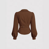 New Stylish Chic Niche-design Irregular Coffee-colored Shirt