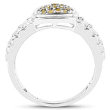 0.25 Carat Genuine Yellow Diamond .925 Sterling Silver Ring