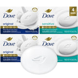 Dove Beauty Bar Soap Variety 4-Pack – Sensitive Skin Fragrance-Free + Original with Moisturizing Cream 2.6 Oz Ea