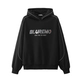 Mens American-style High-street Reflective-striped Hooded Sweatshirt Mirrored Finish