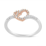 14K Rose Gold Plated and White .925 Sterling Silver 1/5 Cttw Round-Cut Diamond Open Heart Promise Ring (I-J Color, I2-I3 Clarity) - Ring Size 7