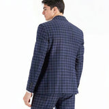 Ax Armani Exchange Mens Slim-Fit Navy Buffalo Plaid Wool Suit Jacket, Size 40S