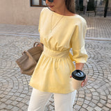 French-style Romantic Backless Lace-up Loose Shirt Top