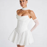 French Solid Color Tube Top Dress With Sleeves