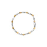 10k Two-Toned Gold 2.00 Cttw Channel Set Baguette-Diamond Weave and  "X" Spiral Link Bracelet (H-I Color, I1-I2 Clarity) - 7"