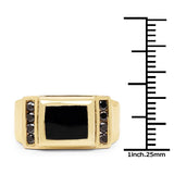 2.14 Carat Genuine Black Onyx and Black Diamond .925 Sterling Silver Ring