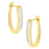 10K Yellow Gold 1/2 Cttw Invisible Set Princess-cut Diamond Hoop Earrings (H-I Color, SI2-I1 Clarity)
